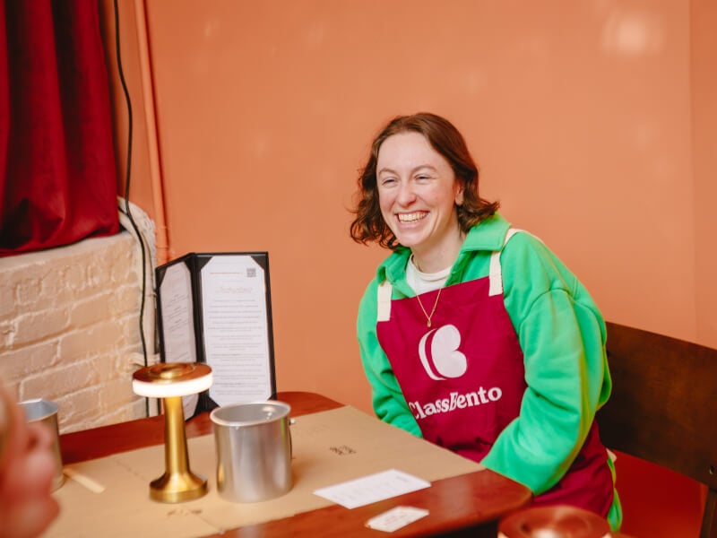 Woman enjoying a candle making class